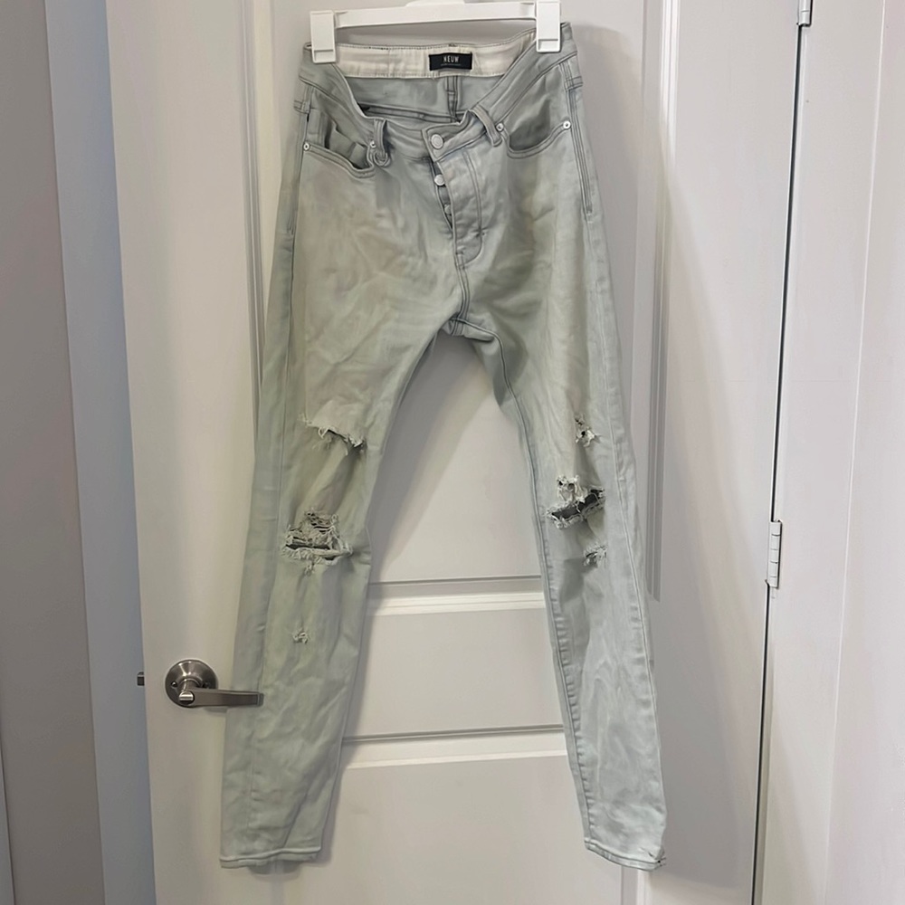 NEUW Iggy Skinny Distressed Jeans Light Wash - Size 32W/32L